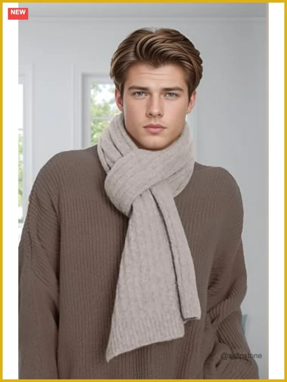 Chunky Knit Long Scarf Cashmere Feel Winter Wrap for Women & Men Unisex